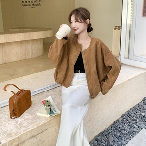 韩版麂皮绒外套女2025秋季新款休闲宽松棒球服夹克时尚百搭上衣图片