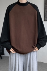 8XL-M280g重磅插肩半高领长袖t恤男打底德绒卫衣DR001特P27加绒37，男装T恤，电商B312