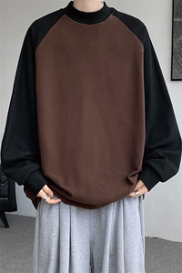 8XL-M280g重磅插肩半高领长袖t恤男打底德绒卫衣DR001特P27加绒37图片