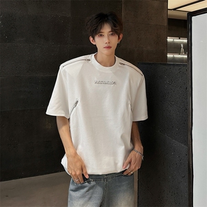 拉链设计款高街男潮款男T恤  A071-T35-P48图片