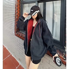 抖音得物二开美式高街重磅结构双层撞色连帽卫衣开衫外套W116，男装卫衣，电商A486