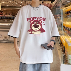 xZ116-T6017-p30- M-5XLD抖音男潮牌美式情t恤男夏季印花图片
