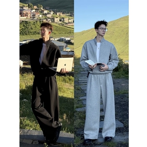 网图 假两件层次感重磅立领卫衣套装 上衣W202-P60 卫裤KK303-P50图片