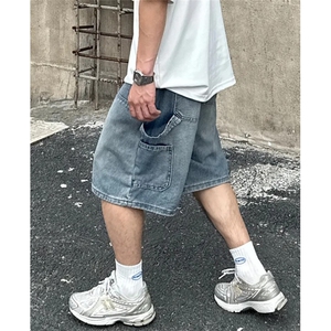 复古工装牛仔短裤男夏季潮牌美式裤子高级感痞帅五分裤LG5488-p48图片