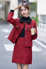 档口大量现货2024新款时尚优雅气质翻领两件套套裙，女装套装/套裙，芭米依尚