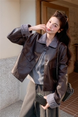 已出货春装新款~皮衣外套女1楼南36-39吾爱衣-A2528-P140-K258，女装皮衣，1C083