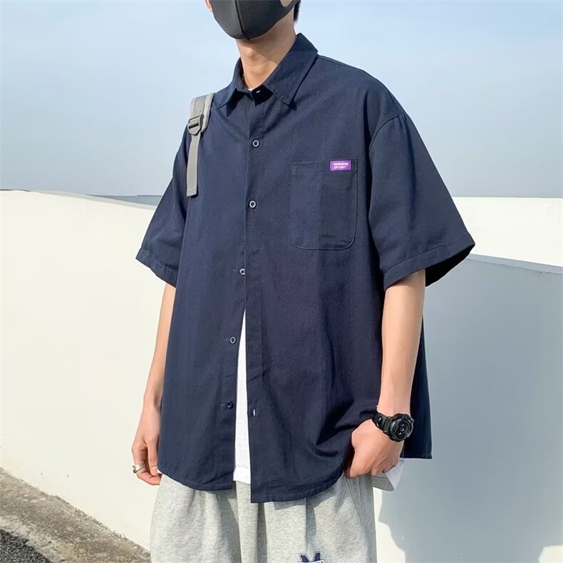 白衬衫男夏季新款短袖港风百搭学生简约宽松衬衣CS2-P30,男装衬衫,星座1109-3