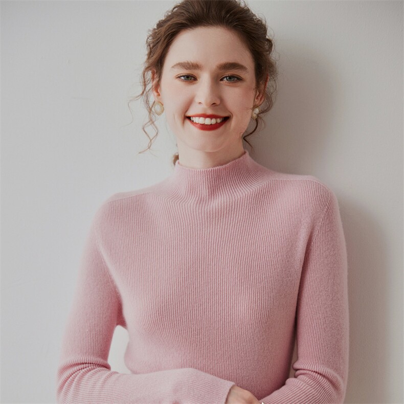 秋冬新款女装高领修身显瘦百搭打底衫优雅气质必备单品,女装羊毛衫,七柒羊绒
