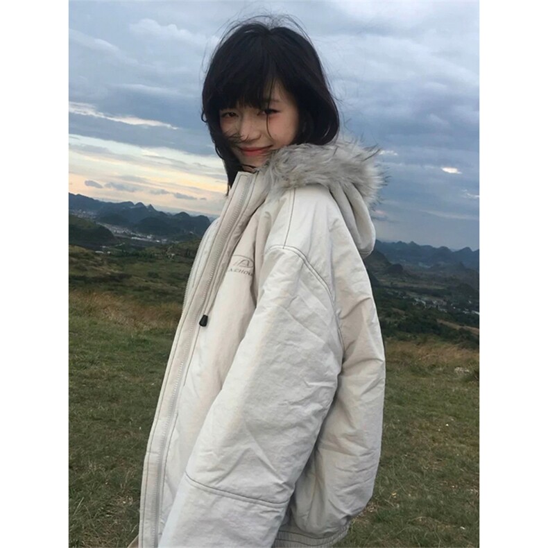网图有货加厚毛领连帽棉衣外套防风戴帽保暖棉服男女A1128-P98,男装棉衣,星座1505