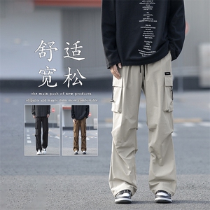 裤子男款秋季美式潮牌户外港风直筒休闲工装长裤男K211-特批-38图片
