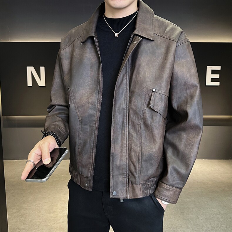秋季皮夹克宽松偏大男装皮衣2025新款品质外套C317-JK511-P140,男装夹克,电商C317