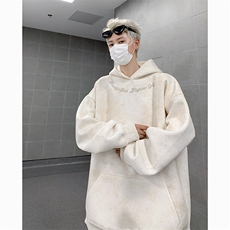 港风大码复古袋鼠兜满天星套头连帽卫衣XZ213-LMMTX070-P108控128，男装卫衣，星座213