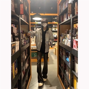 花灰色毛呢夹克棉服男士春秋美式高级JK8554-P68图片