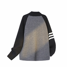 重磅秋冬北极绒开衫毛衣美式复古休闲慵懒风撞色立领针织衫外套，男装针织衫/毛衣，电商A486-1