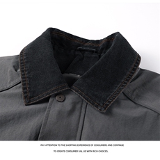 JK736-尺码M-3XL-P75-美式休闲牛仔外套秋季拼接假两件翻领夹克，男装工装外套，星座1811B