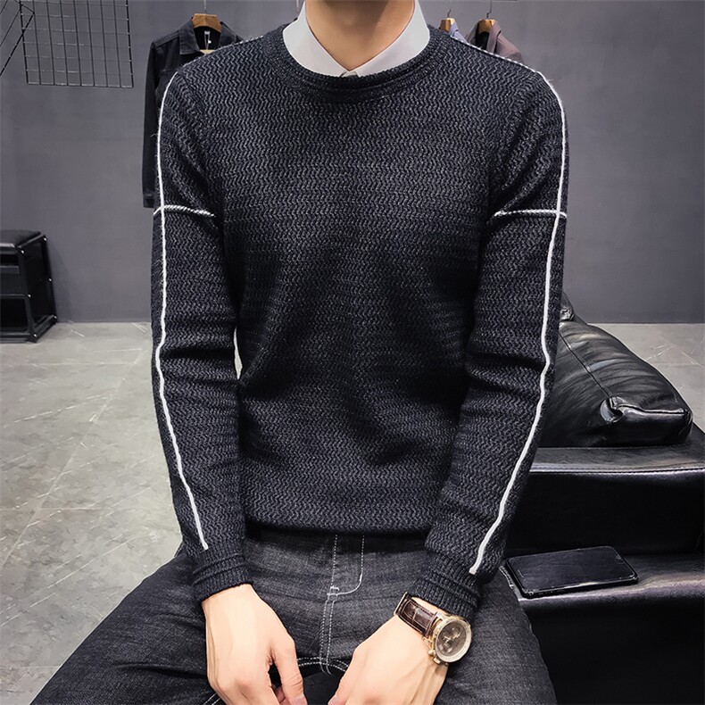 秋冬新款新料高品质明线毛衣修身男M1003-P65,男装针织衫/毛衣,电商C301