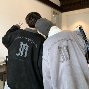 1港风情侣两面穿棉衣男麂皮绒羊羔毛夹克棉服男外套8702P110控148图片