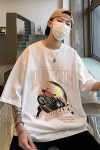 B239-1201-P28 欧美式 摩托机车创意印花 夏季高克重半袖 短袖t恤图片