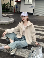 （现货）连帽外套女春秋洋气短款风衣宽松休闲小个子百搭夹克上衣，女装短外套，韩蔻秀