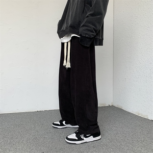 灯芯绒裤子男女春季宽松情侣运动高街直筒休闲裤子 K266*P45控68图片