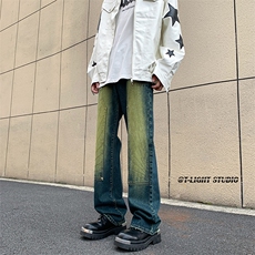 B221美式ins高街暗黑小众铆钉伐木裤牛仔裤LK23145-P65控88，男装牛仔裤，电商B221