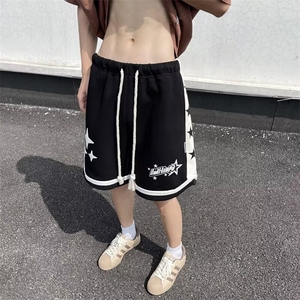 夏季潮撞色星星印花休闲潮牌跑步五分运动篮球复古短裤图片