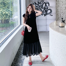 新中式国风连衣裙女2025夏季新款超好看高级感复古假两件旗袍长裙，女装连衣裙，2C209
