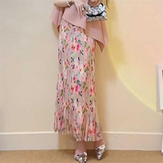 三宅风半身裙女夏褶皱碎花半身裙2025新款今年流行半身裙，女装半身裙，灵动羽绒服工厂