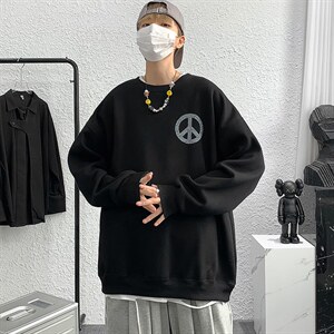 卫衣男潮ins秋季薄款圆领宽松套头上衣潮牌潮流百搭 WY601P43控58图片