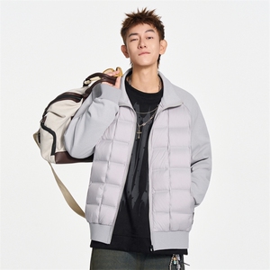 美式开衫棒球领针织衫拼接轻薄羽绒服 XZ309 Y95656  P125图片