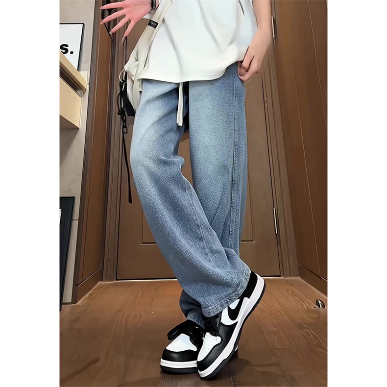 有货（自家图）港风星空纹牛仔裤男女春夏阔腿裤子 K1310批55控68图片