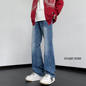 美式高街vibe重工艺做旧水洗hiphop直筒牛仔裤货号K2323P55图片