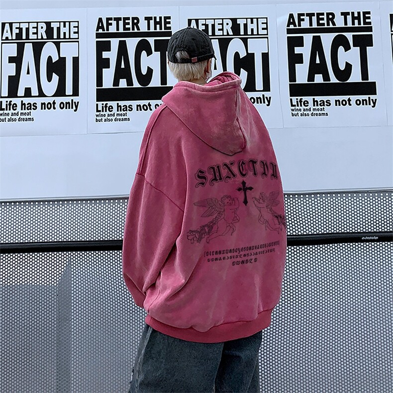 XZ301B-JB7880-P68秋装新款水洗复古欧美潮流宽松连帽卫衣,男装卫衣,星座301B