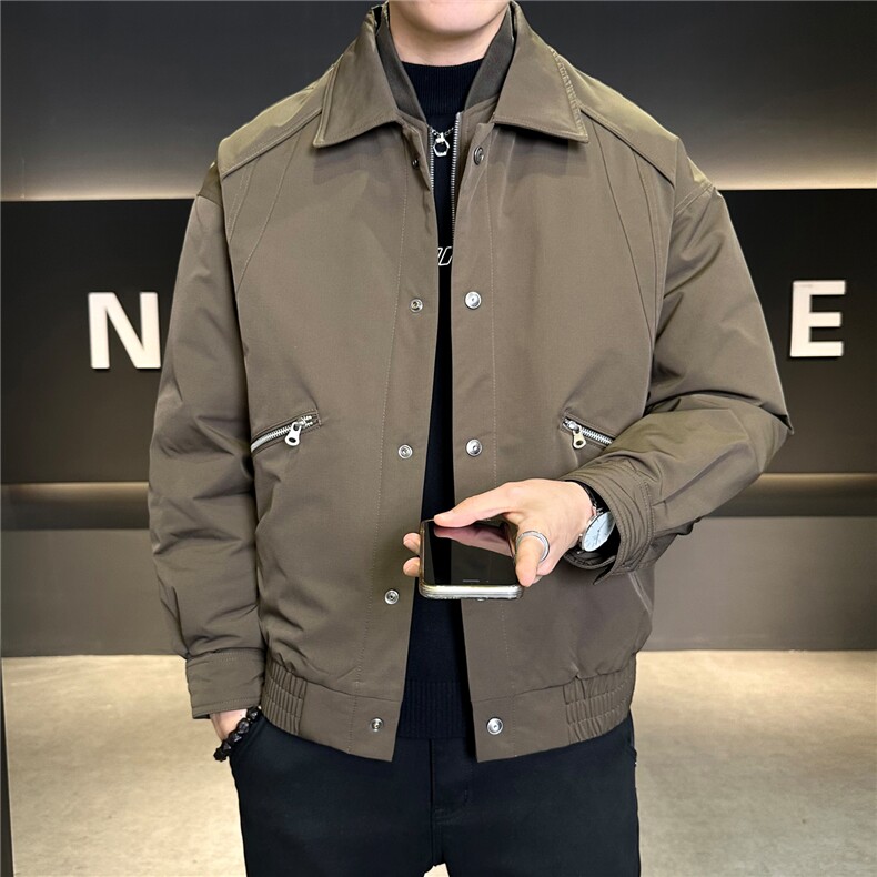 标90男士简约翻领假两件羽绒服上衣外套百搭A329-YR3605-P265,男装羽绒服,电商A329