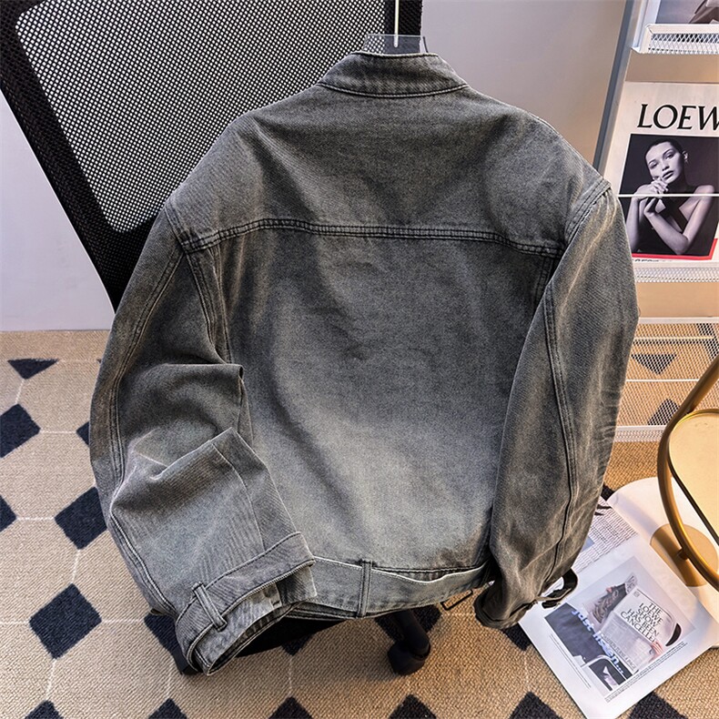 复古高街牛仔外套男装设计感cleanfit短款牛仔衫夹克JK08969-P83,男装工装外套,星座308B-2