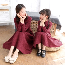 2021年秋季印花潮流拼接气质时尚休闲长袖圆领亲子装，童装亲子装，安之芮娜