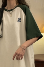 1中性风插肩袖S立体贴标T恤女大码SM-5XL短袖T恤男DT8777P28控49，男装T恤，星座226-2