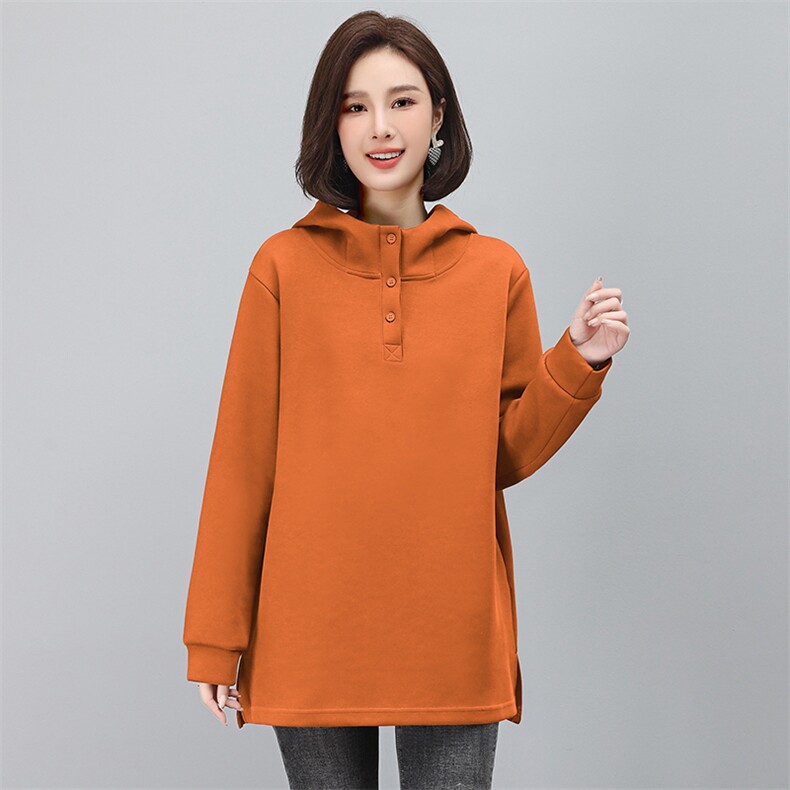 卫衣女中长款春秋2023新款大码宽松休闲百搭洋气减龄连帽上衣外套,女装套装/套裙,衣之秀