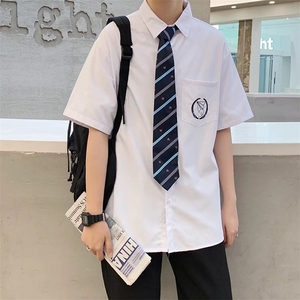 原宿短袖夏季百搭印花气质潮潮流新款衬衫ins标准青春流行男日系图片
