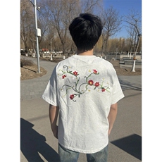 【有货】TX01ZZ-特P35美式街头潮牌藤蔓花卉刺绣cleanfit短袖T恤，男装T恤，星座1007（原301D）