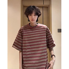 新款美式复古条纹短袖T恤男夏季宽松休闲百搭半袖上衣潮T7120，男装T恤，星座1116A（原606A-3）