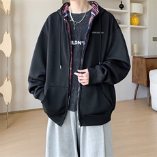 内景秋冬ins韩版连帽卫衣男潮牌休闲宽松外套WY00750/P55加绒P60，女装短外套，电商B316