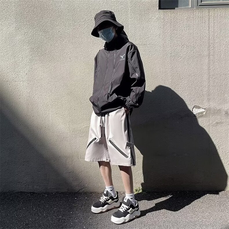 潮宽松型男直筒休闲裤五分裤时尚潮牌夏季纯色工装裤DK675-P35,男装休闲裤,星座1109-3