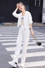 玫粉色连帽卫衣套装女早秋2025新款韩版小个子宽松阔腿裤两件套潮，女装套装/套裙，韩美纤衣