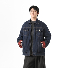美式复古格纹拼接牛仔外套男女休闲宽松百搭工装夹克潮JK1166-P80，男装夹克，星座1103-3