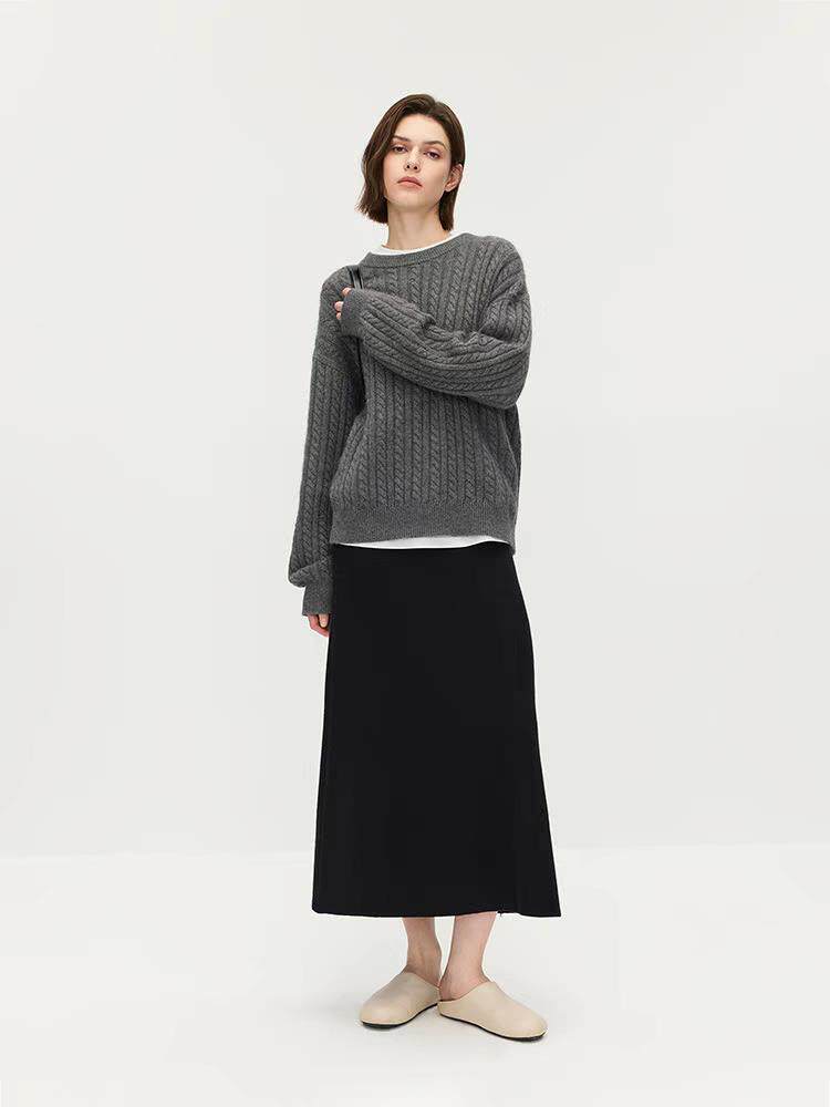 2025年秋季A型中腰百搭中长款半身裙，女装半身裙，泰合衣坊