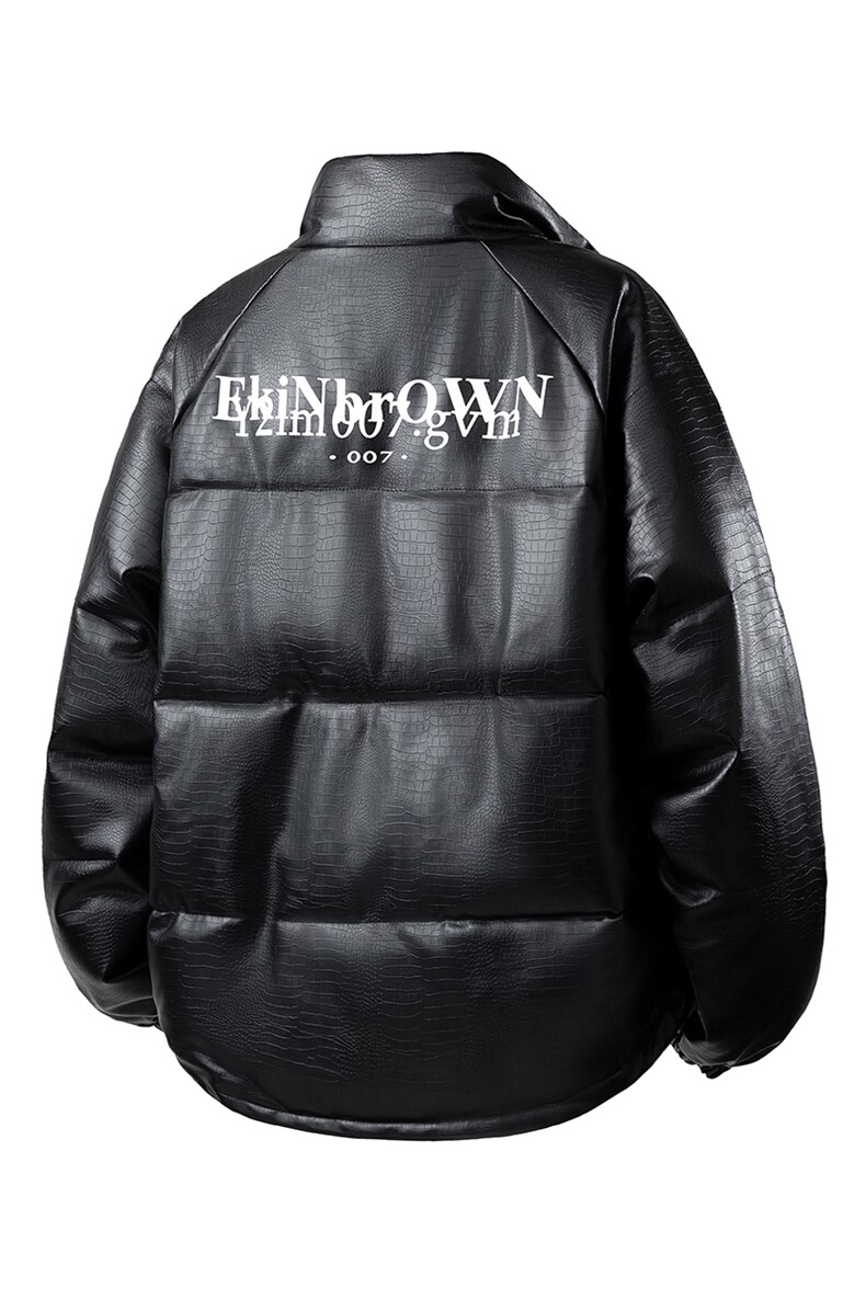 鳄鱼纹印花设计大码M-5XL手塞棉夹克PU皮棉服外套男8507P120控158,男装夹克,星座227-7