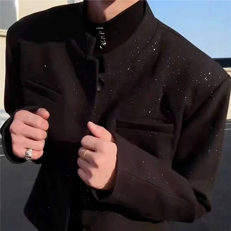 风春男立领西服满天星单排扣中山装外套加大码S-5XLJK0260P60,男装西服,星座1013-1