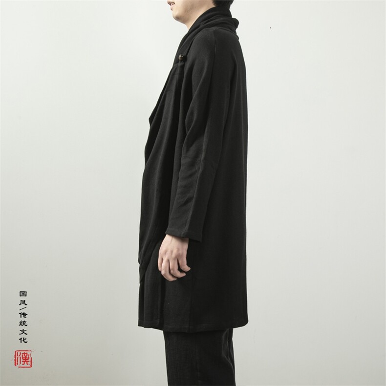 秋冬新款风男装汉服改良中长款男士道袍T099P90,男装民族服装,钱塘802