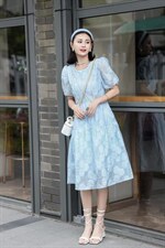 夏季连衣裙，欧根纱，女装连衣裙，雪飞诗